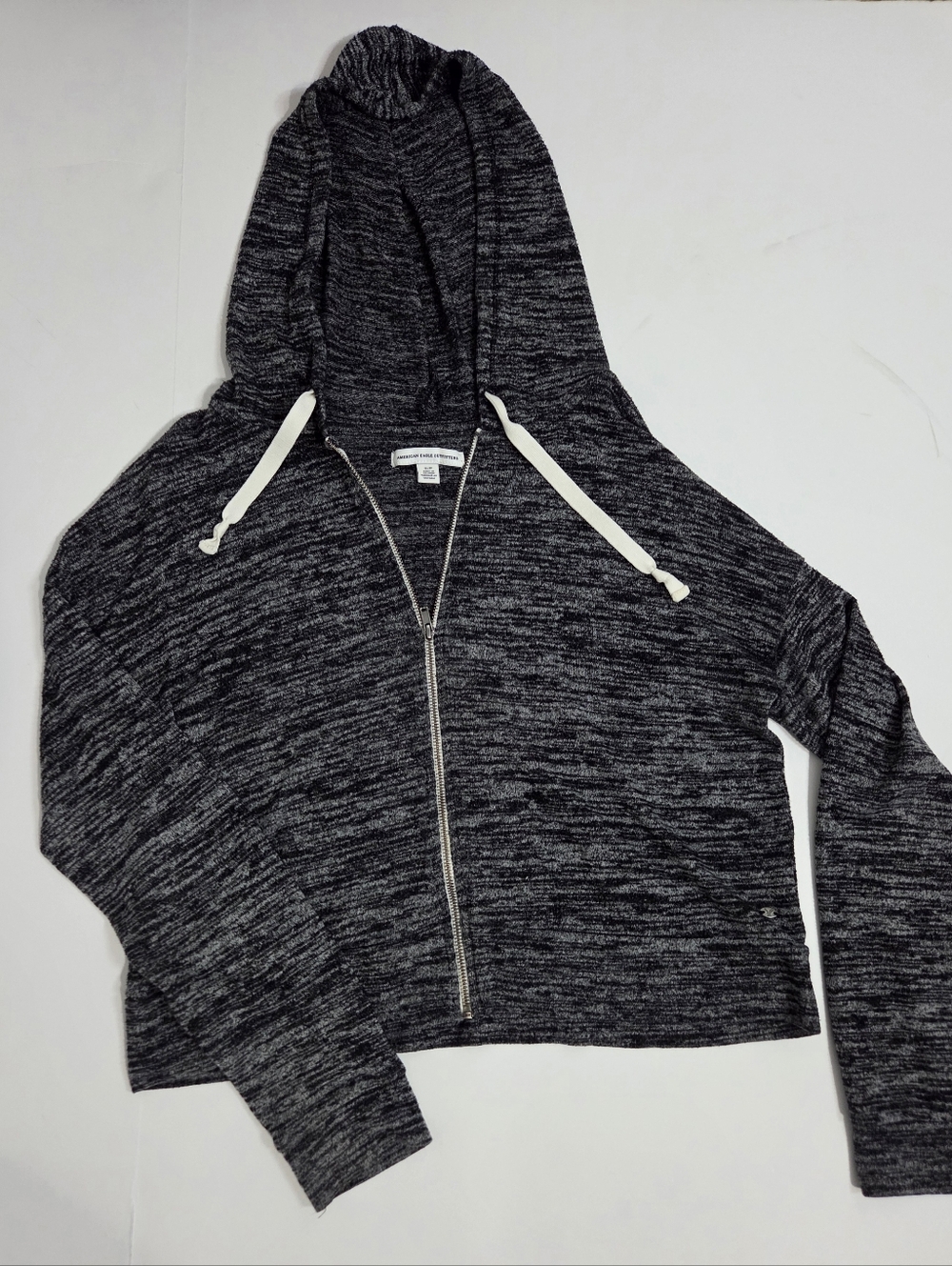 Cozy Lightweight American Eagle Zip-Up Hoodie in Charcoal
